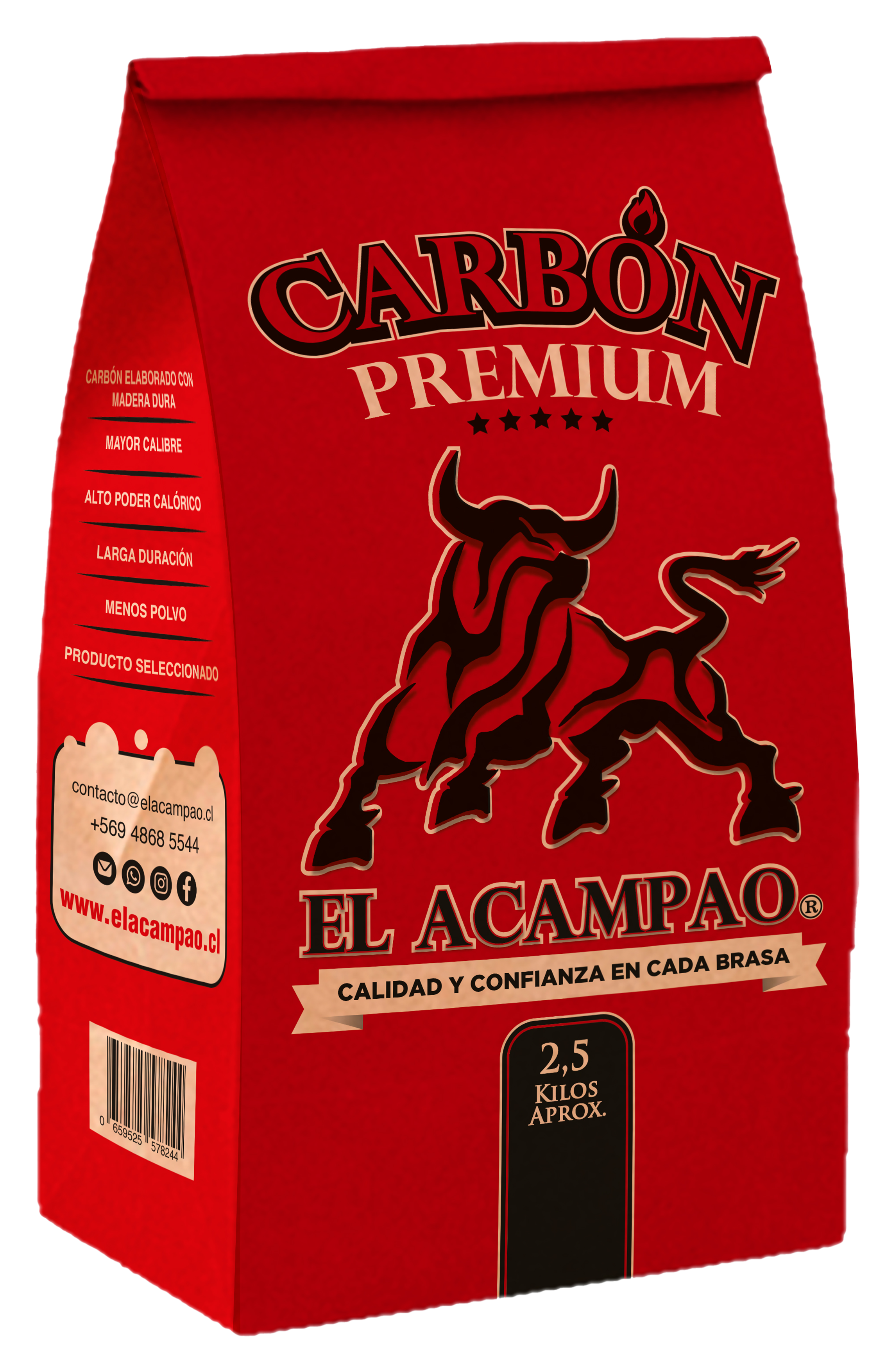 Bolsa de Carbón Premium El Acampao de 2,5 kilos aproximados